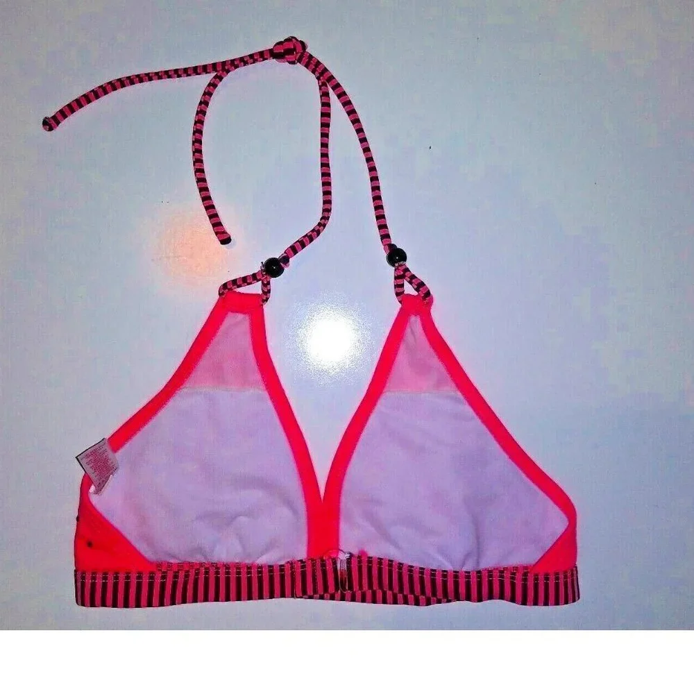 womens Girls Sz 12 Swimsuit bra Pink embellished bikini top JUSTICE juniors